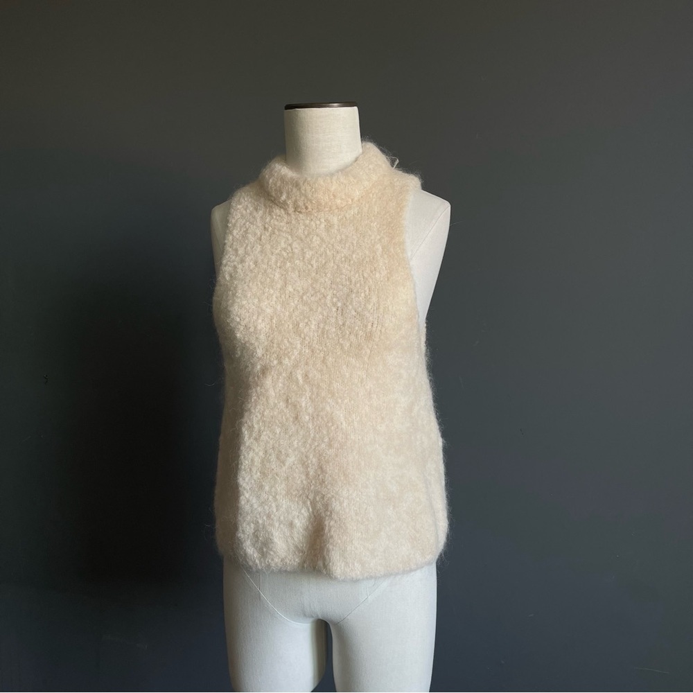 H&M Edition Wool Mohair Bouclé Sleeveless Sweater Cream Minimalist Top Cozy Soft